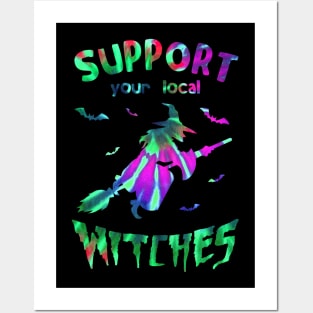 Support Your Local Witches tye dye creepy Halloween Posters and Art